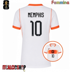 Paesi Bassi Memphis Depay #10 Seconda Maglia Femmina Mondiali 2026 Manica Corta